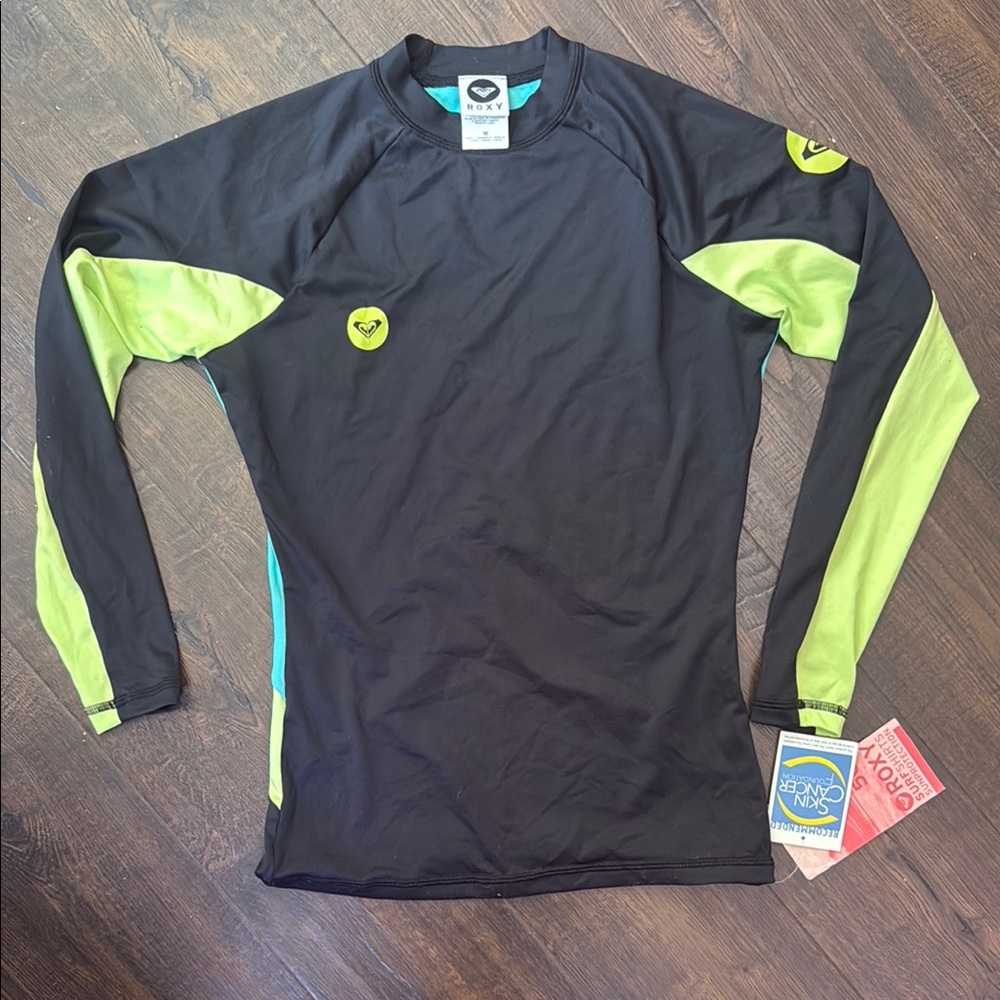 Roxy Black and Lime Rash Guard